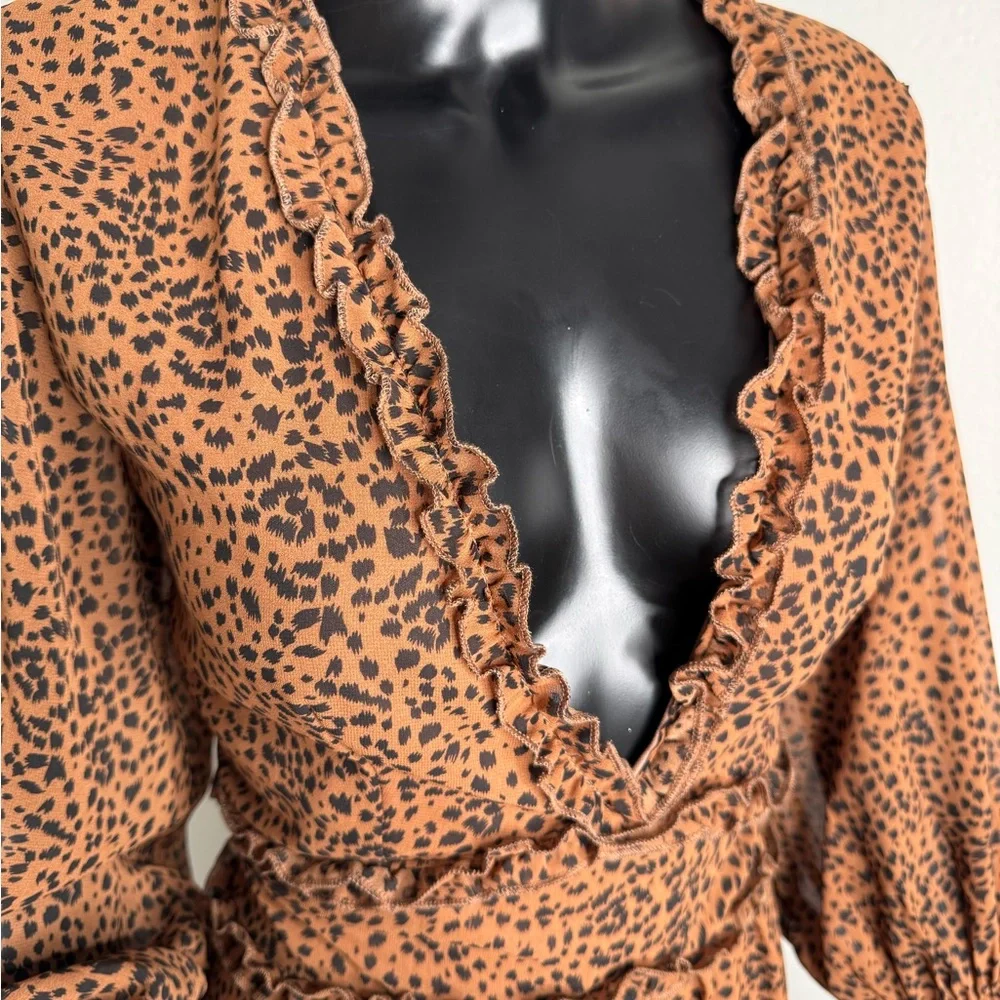Leopard Print Ruffle Dress - Picture 5 of 10